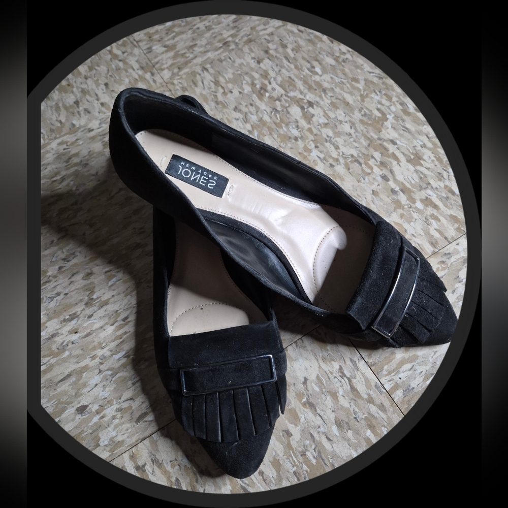 Jones New York Steff Fringe Suede/Leather Slip On Flats/Loafers